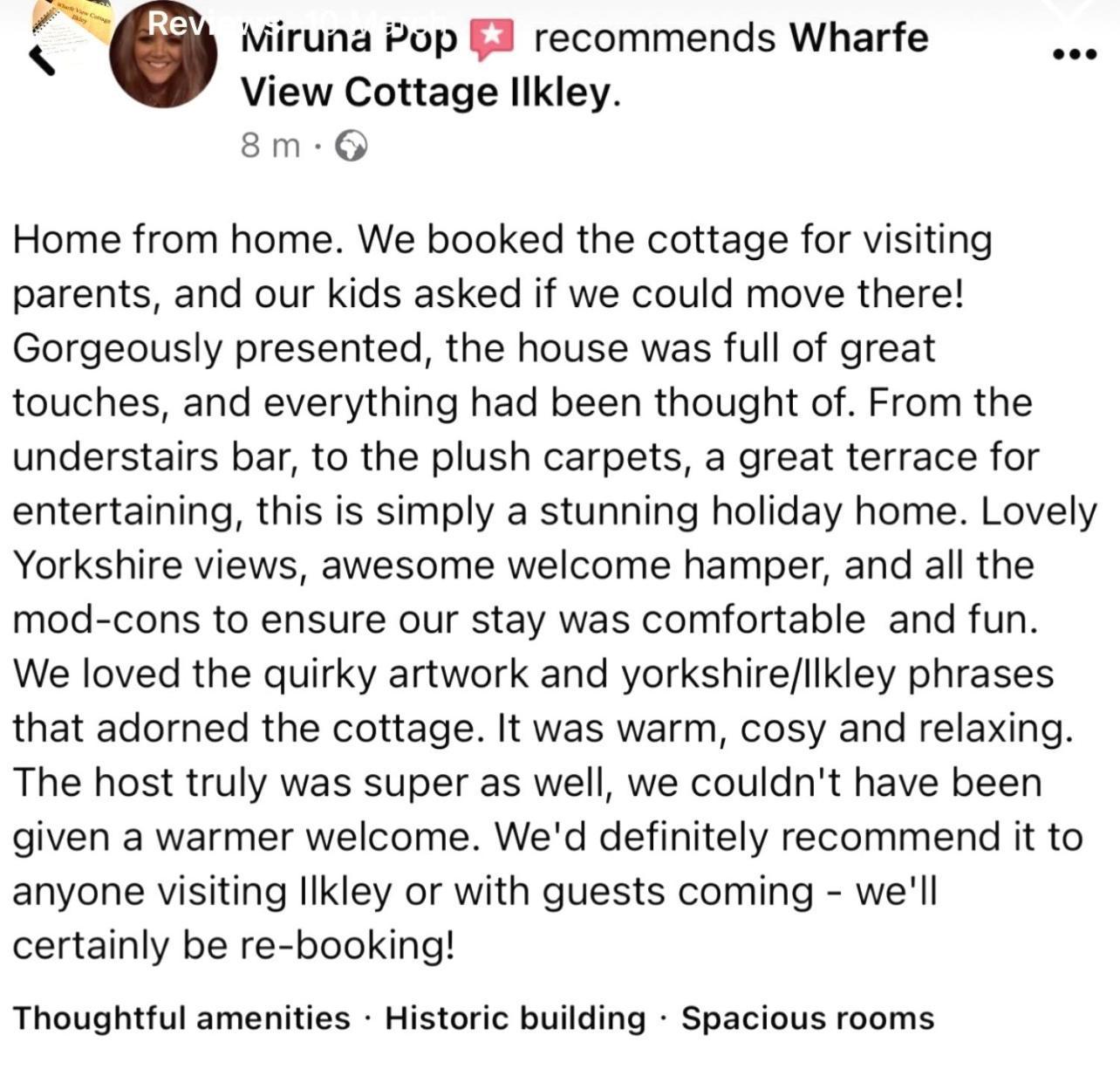 Wharfe View Cottage Ilkley Eksteriør bilde